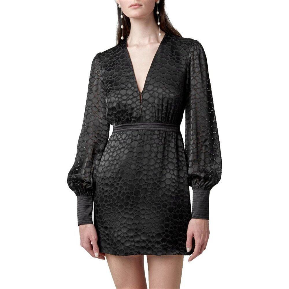 ALEXIS Cordelia Black Silk Burnout Long Sleeve Mini‎ Dress – Size S